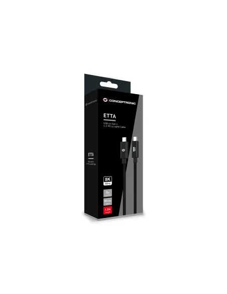Conceptronic ETTA04B12 cable USB USB4 Gen 3x2 1,2 m USB C Negro