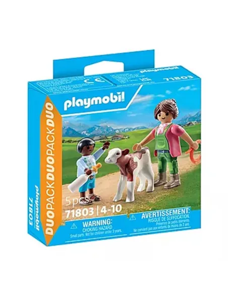 Playmobil -  granjera con ternero