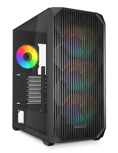 Caja gaming sharkoon ak3 rgb atx negro 3xvent 120mm 2xusb sn fuente