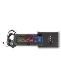 Mars Gaming MCP124PRO, Combo Gaming 4en1, Teclado RGB H-Mech con Reposamuñecas, Ratón RGB 3200DPI y Switches HUANO, Auriculares 2