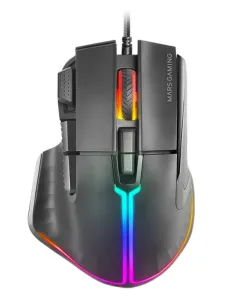 Mars Gaming MM-XT, Ratón Gaming RGB, Diseño Ergonómico con Reposa Pulgar, Sensor Óptico 12800DPI, 9 Botones Configurables,