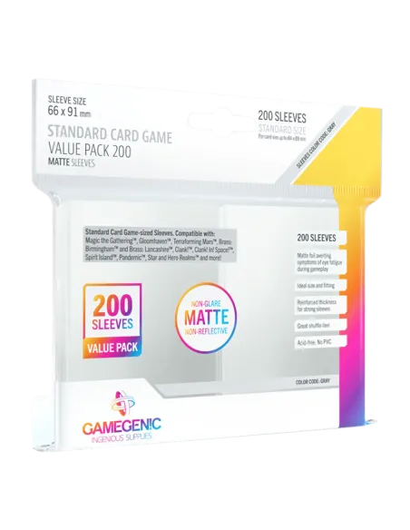 Fundas de cartas gamegenic matte standard card game value pack 200 unidades