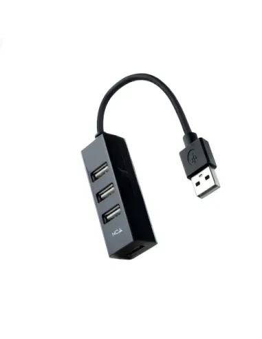 Nanocable Hub USB 2.0 con 4 Puertos de USB 2.0, USB-A/M-USB 2.0/H, Negro, 15 cm