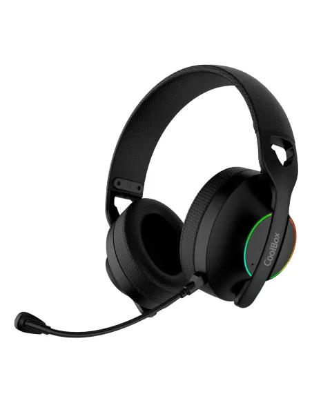 CoolBox WB01 RGB Auriculares Inalámbrico y alámbrico Diadema Juego USB Tipo C Bluetooth Negro