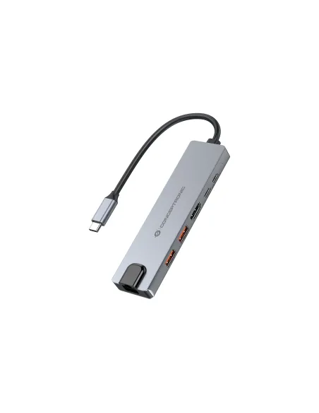 Conceptronic DONN29G base para portátil y replicador de puertos Alámbrico USB 3.2 Gen 2 (3.1 Gen 2) Type-C Gris