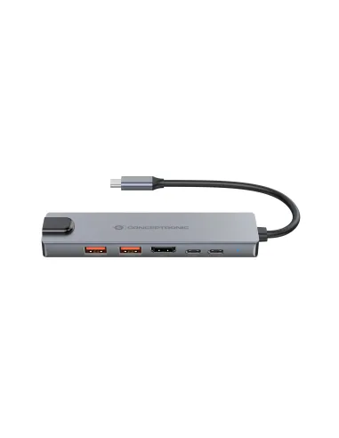 Conceptronic DONN29G base para portátil y replicador de puertos Alámbrico USB 3.2 Gen 2 (3.1 Gen 2) Type-C Gris