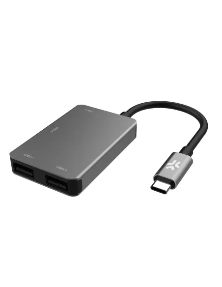 Celly PROHUB4IN1SV hub de interfaz USB 2.0 Type-C Gris