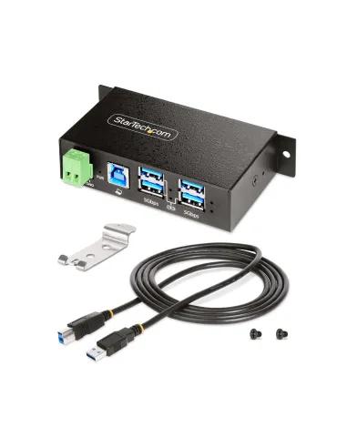 StarTech.com Hub USB Industrial de 4 Puertos Gestionado - Servicio Pesado - Caja de Metal - Protección ESD y Sobretensión -