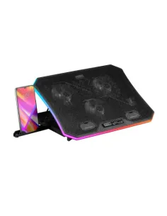 Mars Gaming MNBC6, Base Refrigeradora + Stand XL 19'' ARGB, 3 Ventiladores, Soporte Móvil