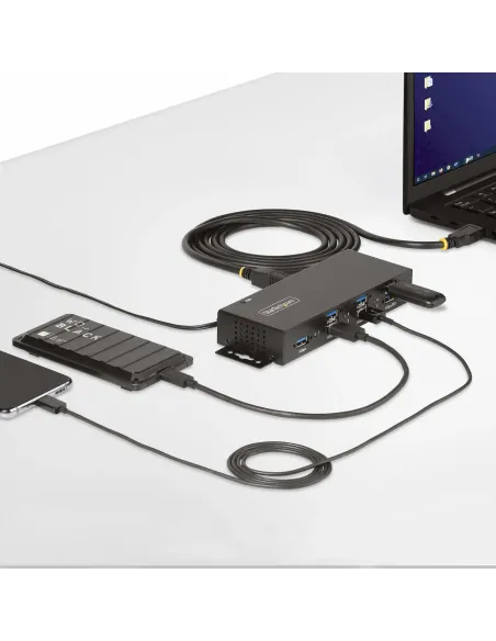 StarTech.com Hub USB Industrial de 7 Puertos Gestionado - Servicio Pesado - Caja de Metal - Protección ESD y Sobretensión -