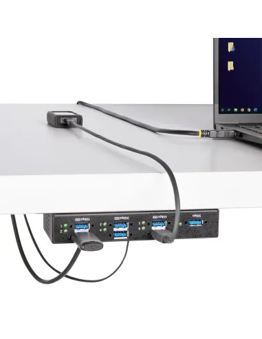StarTech.com Hub USB Industrial de 7 Puertos Gestionado - Servicio Pesado - Caja de Metal - Protección ESD y Sobretensión -