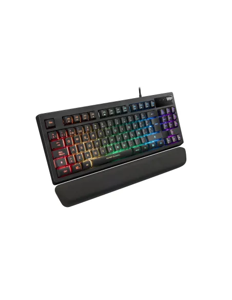 Mars Gaming MKAXES Teclado Compacto TKL H-Mech, Iluminación RGB 9 Efectos, Reposamuñecas Gel, Negro, Idioma Español