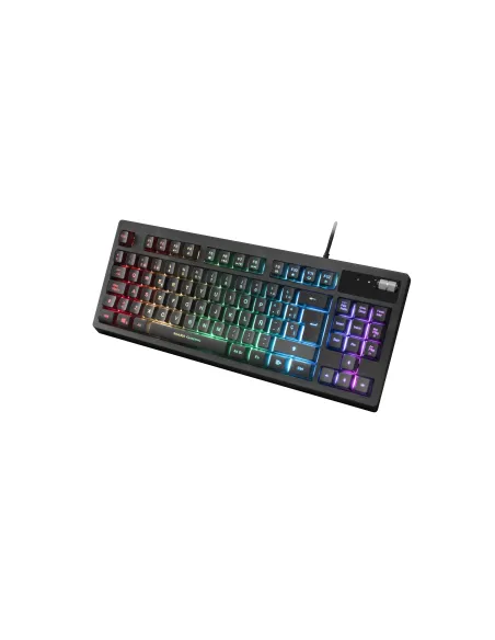 Mars Gaming MKAXES Teclado Compacto TKL H-Mech, Iluminación RGB 9 Efectos, Reposamuñecas Gel, Negro, Idioma Español