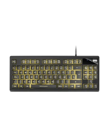 Mars Gaming MKAXES Teclado Compacto TKL H-Mech, Iluminación RGB 9 Efectos, Reposamuñecas Gel, Negro, Idioma Español