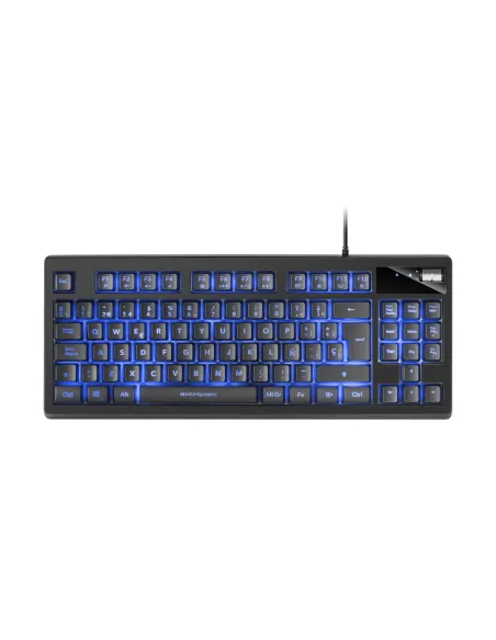 Mars Gaming MKAXES Teclado Compacto TKL H-Mech, Iluminación RGB 9 Efectos, Reposamuñecas Gel, Negro, Idioma Español