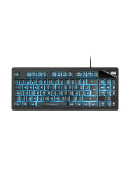 Mars Gaming MKAXES Teclado Compacto TKL H-Mech, Iluminación RGB 9 Efectos, Reposamuñecas Gel, Negro, Idioma Español