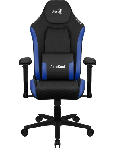 Aerocool CROWNBB Azul, Silla Gaming Ergonómica, Cojines Ajustables, Cuero Sintético Premium