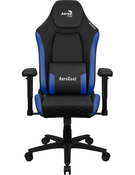 Aerocool CROWNBB Azul, Silla Gaming Ergonómica, Cojines Ajustables, Cuero Sintético Premium