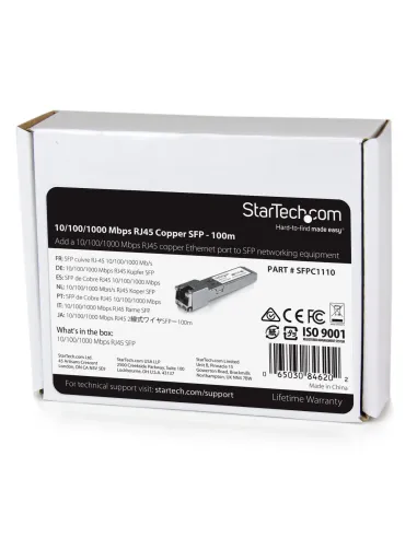 StarTech.com Módulo Transceptor SFP Compatible con el Modelo SFP-GE-T de Cisco - 1000BASE-T - SFP a RJ45 Cat6   Cat5e -