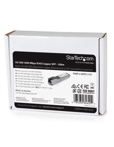 StarTech.com Módulo Transceptor SFP Compatible con el Modelo SFP-GE-T de Cisco - 1000BASE-T - SFP a RJ45 Cat6   Cat5e -