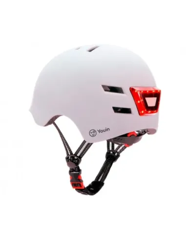 YOUIN CASCO CON LED FRONTAL Y TRASERO BLANCO   (TALLA M)