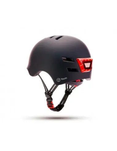 YOUIN CASCO CON LED FRONTAL Y TRASERO NEGRO   (TALLA M)