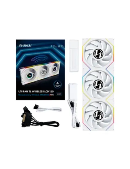 Ventilador caja lian li unifan tl - lcd wireless argb 3 x 120mm white