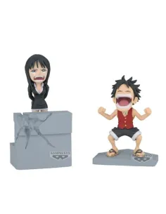 Figura banpresto one piece world collectable log stories luffy & robin 10cm