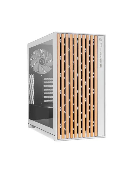 Caja ordenador gaming nox hummer element atx cristal templado madera blanco