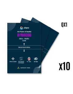 Laminas de fijacion qcharx ultravioleta hd privacidad pack 10 para qx1
