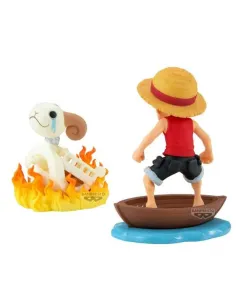 Figura banpresto one piece world collectable figure log stories monkey.d.luffy & going merry 8cm