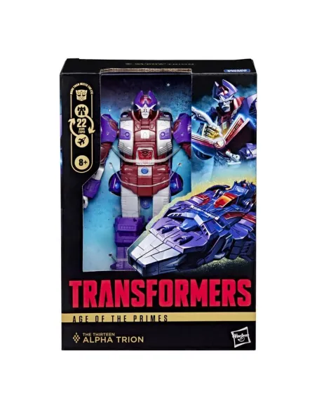 Figura hasbro transformers age of the primes deluxe class alpha trion 17.5cm