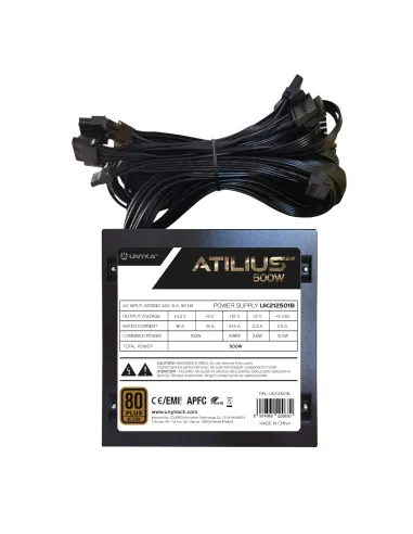 UNYKAch ATX Atilius 2.0 Black 500W 80+ Bronze unidad de fuente de alimentación 20+4 pin ATX Negro