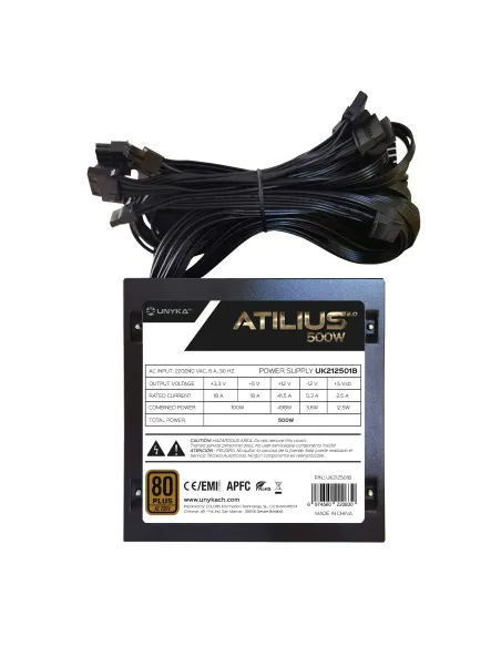 UNYKAch ATX Atilius 2.0 Black 500W 80+ Bronze unidad de fuente de alimentación 20+4 pin ATX Negro