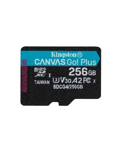 Kingston Technology Tarjeta microSDXC Canvas Go Plus Gen4 de 256 GB, 200 MB s, A2 U3 V30 y adaptador