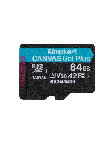Kingston Technology Tarjeta microSDXC Canvas Go Plus Gen4 de 64 GB, 200 MB s, A2 U3 V30 y adaptador