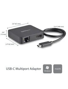 StarTech.com Adaptador Multipuertos USB C - Mini Dock Portátil USB-C 4K HDMI - Gigabit Ethernet - Hub USB 3.0 (1x USB-A 1x 2