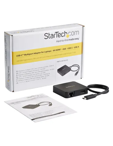 StarTech.com Adaptador Multipuertos USB C - Mini Dock Portátil USB-C 4K HDMI - Gigabit Ethernet - Hub USB 3.0 (1x USB-A 1x