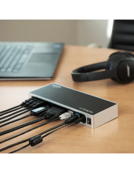 StarTech.com Replicador de Puertos USB 3.0 - Docking Station de Portátil para Dos Pantallas con Vídeo HDMI & DVI VGA - Ladrón