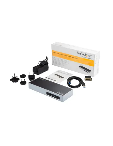 StarTech.com Replicador de Puertos USB 3.0 - Docking Station de Portátil para Dos Pantallas con Vídeo HDMI & DVI VGA - Ladrón