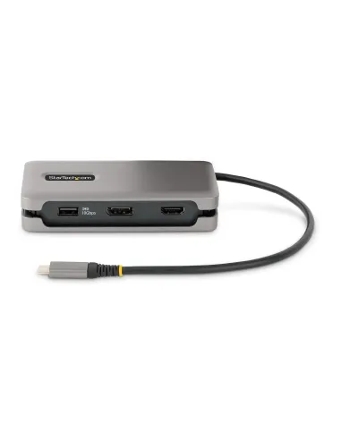 StarTech.com Adaptador Multipuertos USB-C - HDMI DP 4K a 60Hz - Hub Ladrón USB de 3 Puertos - Power Delivery de Paso de 100W -
