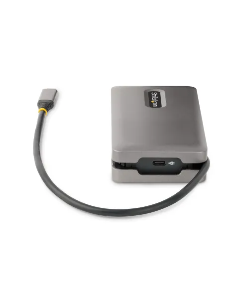 StarTech.com Adaptador Multipuertos USB-C - HDMI DP 4K a 60Hz - Hub Ladrón USB de 3 Puertos - Power Delivery de Paso de 100W -