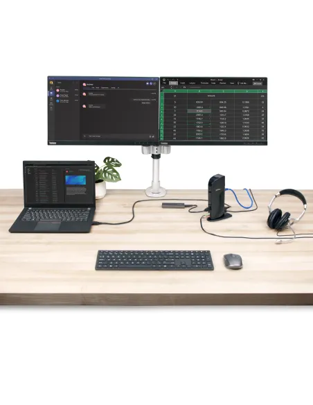 StarTech.com Docking Station USB 3.0 de 2 Monitores para Portátil - HDMI y DVI VGA - Hub Ladrón 6x USB-A - GbE - Audio -