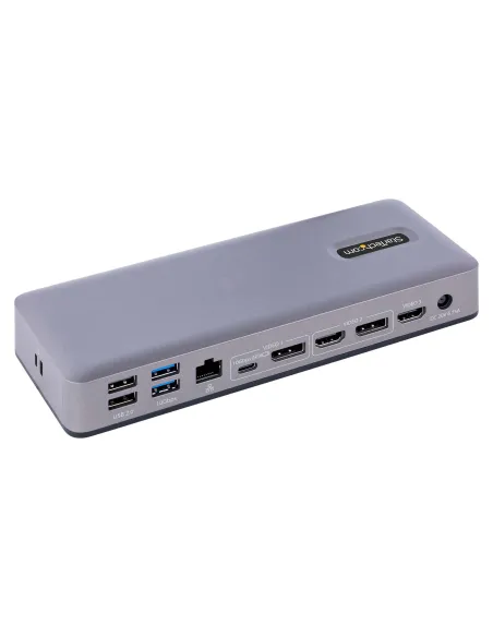 StarTech.com Docking Station USB-C 4K30 Triple  4K60 Doble - Modo Alt DP DP HDMI - Hub USB de 7 Puertos - PD 3.0 - GbE - Audio
