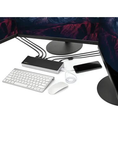 StarTech.com Dock USB-C para 3 Monitores 4K - Hub Ladrón de 5 Puertos USB 3.2 5Gbps - HDMI y DisplayPort - Mac y Windows -