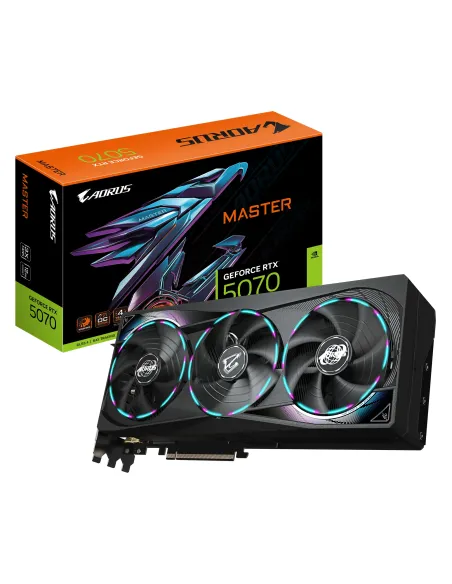 GIGABYTE AORUS GeForce RTX 5070 MASTER 12G Tarjeta Gráfica - 12GB GDDR7, 192 bits, PCI-E 5.0, 2715 MHz Core Clock, 3 x DP 2.1a,