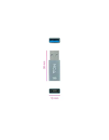 Nanocable Adaptador USB-A 3.1 GEN2 a USB-C, USB-A M-USB-C H, Gris