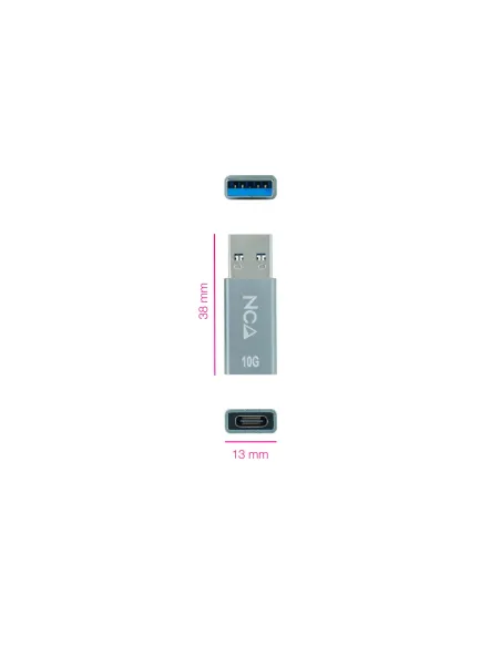 Nanocable Adaptador USB-A 3.1 GEN2 a USB-C, USB-A M-USB-C H, Gris