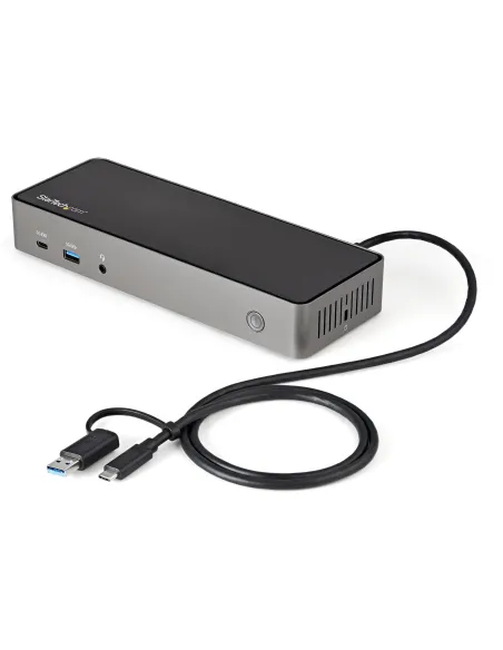 StarTech.com Docking Station USB-C y USB-A 10Gb - Replicador de Puertos Híbrido Universal para 3 Monitores DisplayPort y HDMI