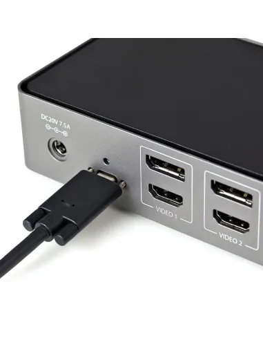 StarTech.com Docking Station USB-C y USB-A 10Gb - Replicador de Puertos Híbrido Universal para 3 Monitores DisplayPort y HDMI